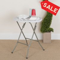 Flash Furniture 24'' Round Granite White Plastic Folding Table DAD-YCZ-80R-1-SM-GW-GG